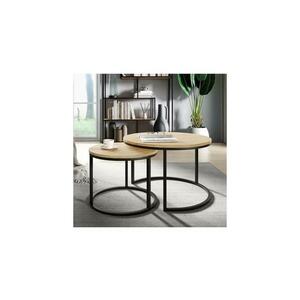 MIRJAN 24 KÉSZLET 2x Kávésasztal RABEN fekete/arany tölgy kép