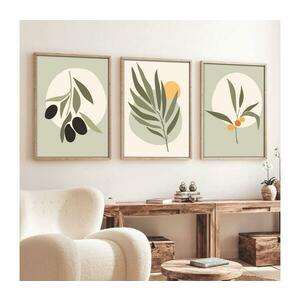 KÉSZLET 3x Kép képkeretben 50x70 cm levelek 693BSE1173 kép