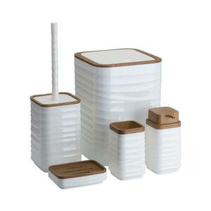 HowHomely Fürdőszobai készlet WAVE 5 db fehér/barna HH kép