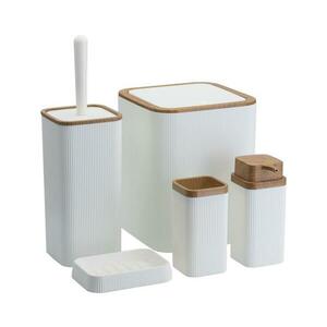 HowHomely Fürdőszobai készlet ZOYA 5 db fehér/barna HH kép