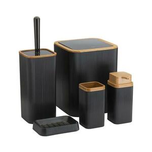 HowHomely Fürdőszobai készlet ZOYA 5 db fekete/barna HH kép