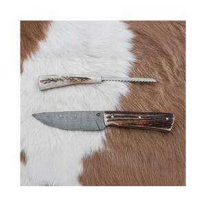 Jiří Čurda Damaszkuszi vadászkés minifűrésszel 11 cm szarvas agancs 536 kép