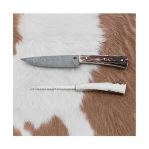 Jiří Čurda Damaszkuszi vadászkés mini fűrésszel 12 cm szarvas agancs 522 kép