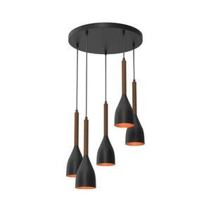 Csillár zsinóron MUZA 5xE27/15W/230V fekete/barna/réz/bükkfa 9018 kép
