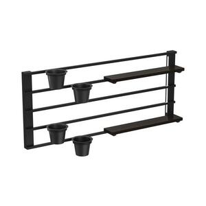 Fali polc virágcserepekkel és LED világítással SHELF 50x118 cm fekete/fenyő 0322 kép
