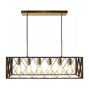 Csillár zsinóron FRAME 6xE27/60W/230V fekete/arany P2016 kép