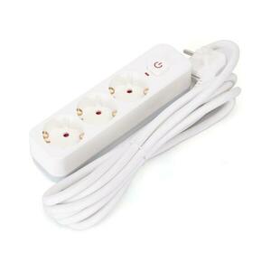 B.V. 3m SCHUKO 3Z prodlužovací kabel s vypínačem, bílý, Typ F B20103BU6 kép