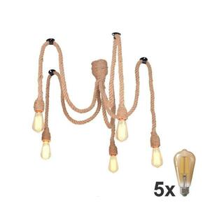 LED Csillár zsinóron ROPE CASA 5xE27/10W/230V pók SA1201+5xBG0227 kép