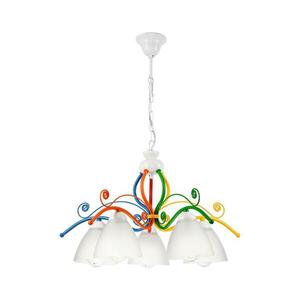 Csillár láncon RETRO 5xE27/60W/230V fehér/színes LM kép