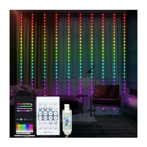 LED RGB Dimmelhető Karácsonyi függöny WIZARD 300xLED/USB 3x3m + távirányítás EK1388 kép