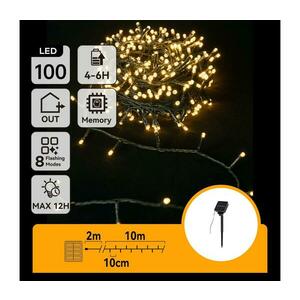 B.V. LED napelemes karácsonyi fényfüzér 100 LED, 8 funkció, 12m, IP65, meleg B10201K78 kép