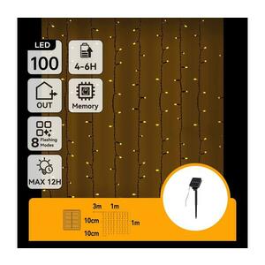 B.V. LED napelemes karácsonyi fényfüzér 100 LED, 8 funkció, IP65, meleg fehé B10201JF4 kép