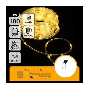 B.V. LED napelemes karácsonyi fényfüzér 100 LED, 8 funkció, 12m, IP65, meleg B10303K9D kép