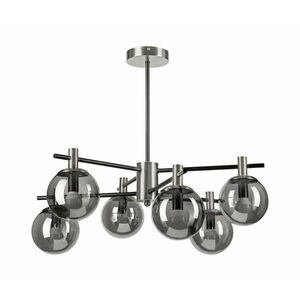 Csillár rúdon LILOU 6xE14/5W/230V matt króm/füstös LM kép