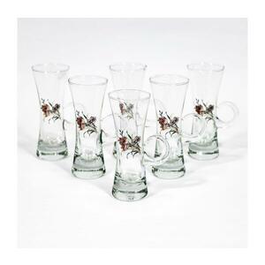 Készlet 6x Likőrös pohár átlátszó fogantyúval, csokor mintával kép