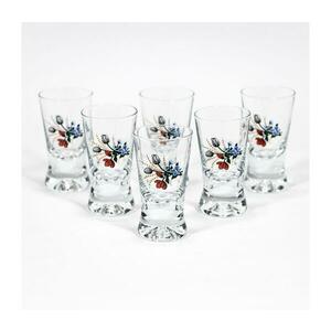 6 db tiszta pálinkás pohár készlet virágmintával kép