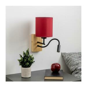 Brilagi-LED Fali lámpa NUBILA WOOD 1xE27/25W/230V+LED/3W tölgy/Pompeiai piros BG1564+BG1579 kép