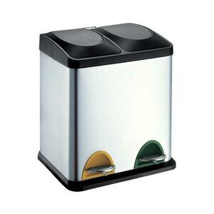 UTC 30 l szelektív hulladékgyűjtő, fekete/szálcsiszolt acél 270234 kép