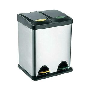 UTC 16 l szelektív hulladékgyűjtő, fekete/szálcsiszolt acél 270231 kép