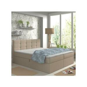 Meble Polskie Kárpitozott ágy matracokkal és topperrel, ágyneműtartóval EMBER 180x200 cm bézs 04KTCLU574P180V1S1SO21 kép