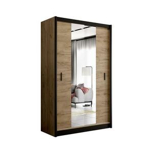 EMS Gardróbszekrény MIRO 150x215 cm, tölgy craft/fekete, tükörrel CRAFT 150 Craft/Czarny kép