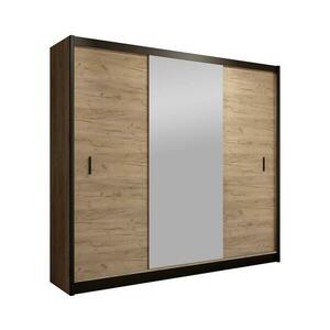 EMS MIRO gardróbszekrény tükörrel 203x215 cm, craft tölgy/fekete CRAFT 203 Craft/Czarny kép