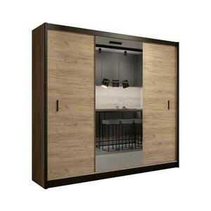 EMS MIRO gardróbszekrény tükörrel 250x215 cm, craft tölgy/fekete CRAFT 250 Craft/Czarny kép