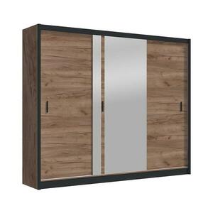 EMS SABRINA gardróbszekrény tükörrel, 250x215 cm, craft tölgy OSLO 250 Craft kép