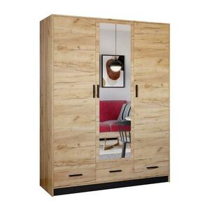 EMS SANNA gardróbszekrény tükörrel, 150x215 cm, craft tölgy SOFIA 150 Craft kép