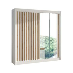 EMS Tükrös SANTINO gardróbszekrény 203x215 cm, fehér/craft tölgy LADDER 203 Biały/Lamele Dąb craft kép