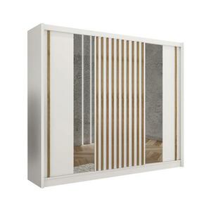 EMS Tükrös gardróbszekrény SANTINO 250x215 cm fehér/craft tölgy LADDER 250 Biały/Lamele Dąb craft kép