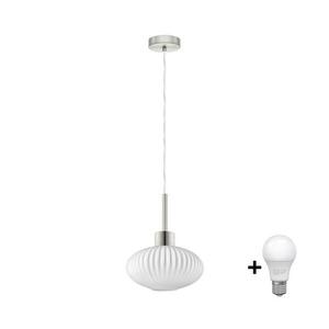 Eglo LED csillár huzalon függő HARMA 1xE27/60W/230V átm. 25 cm matt króm/fehér 1xEG32515+1xNSLA55466 kép