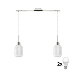Eglo LED csillár zsinóron HARMA 2xE27/60W/230V matt króm/fehér 1xEG32519+2xNSLA55442 kép