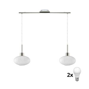 Eglo LED csillár kábelen HARMA 2xE27/60W/230V matt króm/fehér 1xEG32519+2xNSLA55466 kép