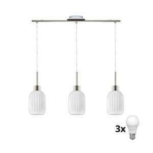 Eglo LED csillár zsinóron HARMA 3xE27/60W/230V matt króm/fehér 1xEG32521+3xNSLA55442 kép
