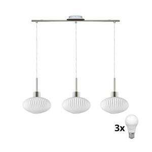 Eglo LED csillár kábellel HARMA 3xE27/60W/230V matt króm/fehér 1xEG32521+3xNSLA55466 kép