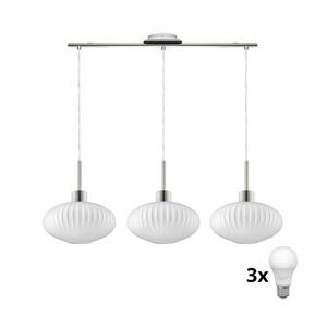 Eglo HARMA LED csillár kábelen 3xE27/60W/230V matt króm/fehér 1xEG32521+3xNSLA55473 kép