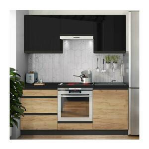 EMS Konyhabútor MARINA 180 cm Craft tölgy/fényes fekete Brick 180 černá lesk/craft kép