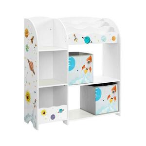 Euziel Gyerek könyvespolc ANET fehér, textil dobozokkal GKR42WT kép