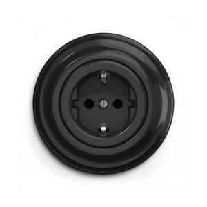 lap – Retro stílusú fali aljzat kerettel SCHUKO 230V/16A, fekete KA0016+KA0107 kép