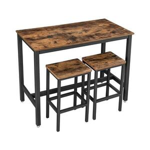 Euziel BARTIS bárasztal és 2 db bárszék készlet, barna/fekete LBT15X kép