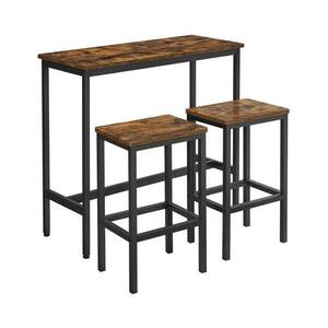 Euziel BARTIS bárasztal és 2 db bárszék szett barna/fekete LBT218B01V1 kép