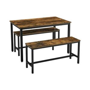 Euziel TREVOR bárszett: bárasztal és 2 db pad, barna/fekete KDT070B01V1 kép