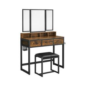 Euziel FLORA sminkasztal puffal, 28, 6x42 cm, barna/fekete RVT004B01V1 kép