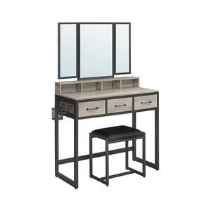 Euziel FLORA sminkasztal puffal 28, 6x42 cm szürke/fekete RVT004B02V1 kép