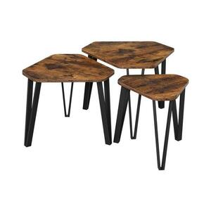 Euziel ELDUR 3 darabos oldalsó asztal szett barna/fekete LNT14BXV1 kép