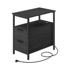 Euziel ROD fekete oldalsó asztal beépített konnektorokkal és USB kép