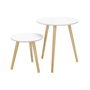 Euziel SERA 2 darabos oldalsó asztal szett, fehér/barna LET07WN kép