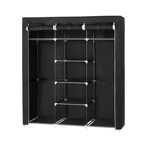 Euziel Textil gardrób polcokkal és ruhatartó rúddal MATIS 150x175 cm fekete RYG12B kép