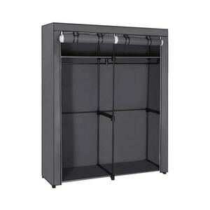 Euziel MATIS 140x174 cm szürke textil tárolószekrény polcokkal és ruharúddal RYG02GY kép